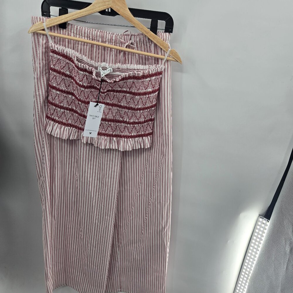 Christian Lacroix White Red 2pc Set Tube Top Pants Size Medium